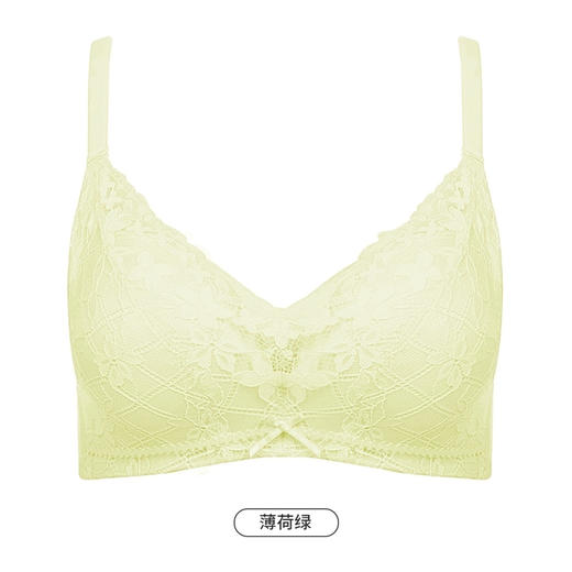 都市丽人自然舒适内衣女蕾丝文胸B杯适穿3/4杯薄款无钢圈三排扣LB42D2 商品图9