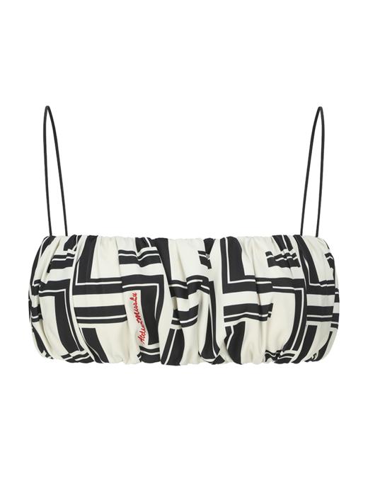 【白巧泡芙】品牌定制字母印花抽褶吊带 商品图4