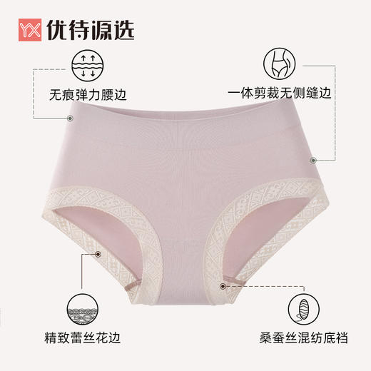 【39元3条，下单拍3】软糯棉感莫代尔内裤女士春夏款中腰三角短裤蕾丝边YXNW010 商品图6