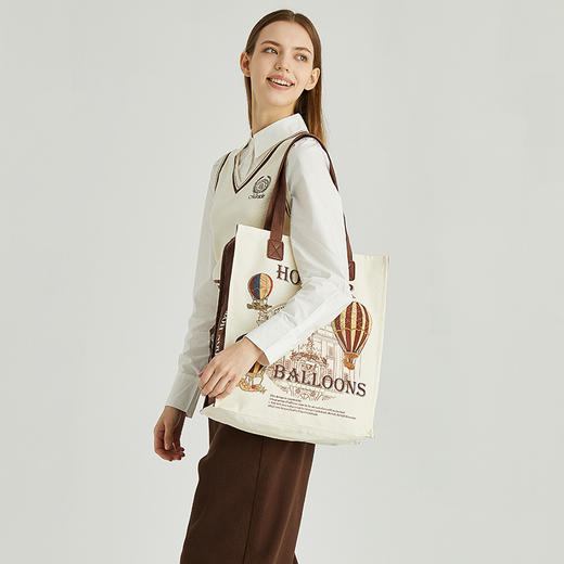 大英博物馆 欧洲文化艺术系列 热气球 帆布包 通勤 托特单肩包 日常出行 时尚百搭 潮款女包 商品图1