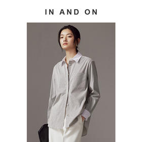 54128   IN AND ON 新款 条纹撞白拼接长袖衬衫 RJ004