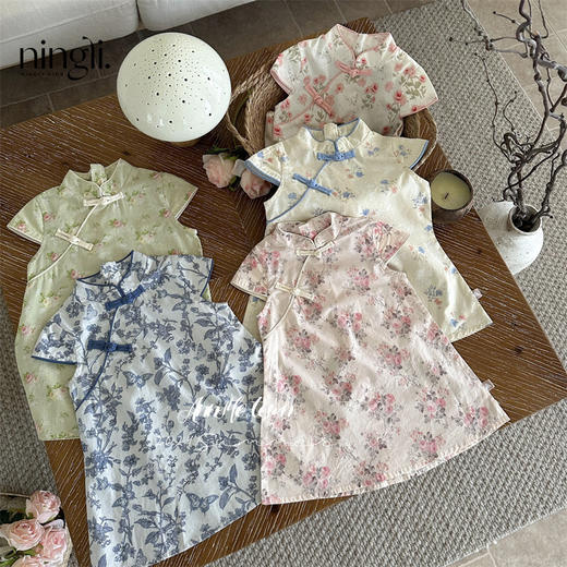 【清新甜美范！】柠里新中式连衣裙女童2024夏新款儿童甜美小清新国风盘扣旗袍裙潮 商品图1