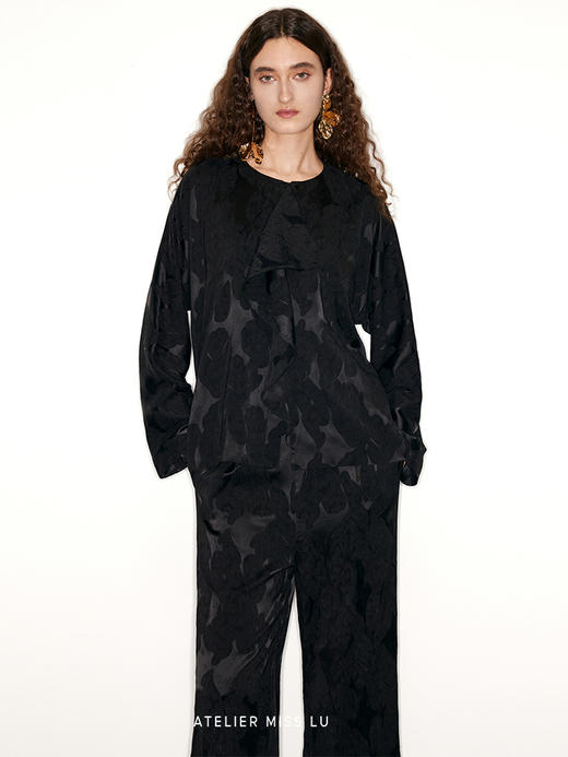 【阑珊星光】新中式肌理醋酸宽松九分裤 商品图3