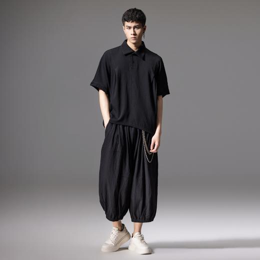 PINLI品立夏季新款暗纹短袖休闲衬衫男士潮牌宽松连肩袖衬衣B242113050 商品图8