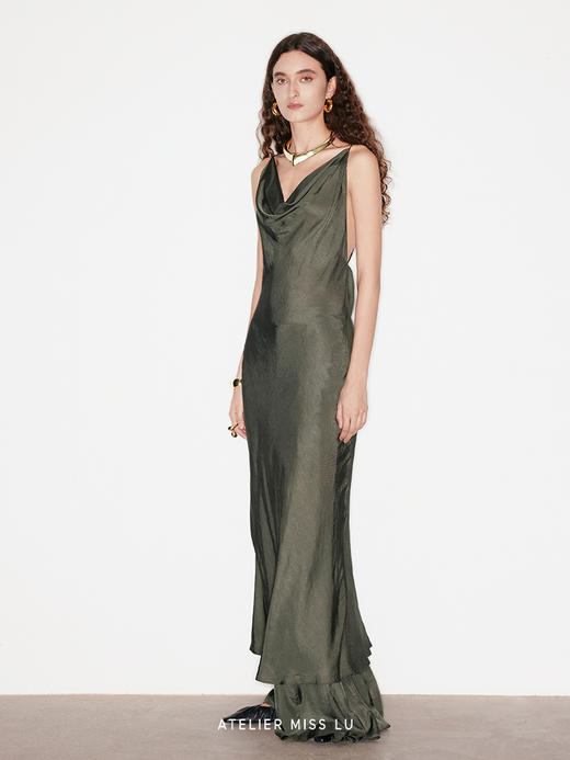 【夏日海藻】高调露背设计荡领吊带连衣裙 商品图2