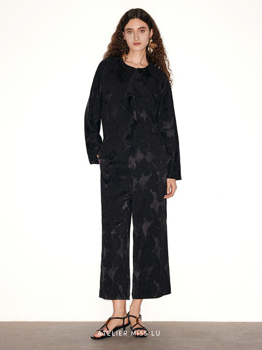 【阑珊星光】新中式肌理醋酸宽松九分裤 商品图0