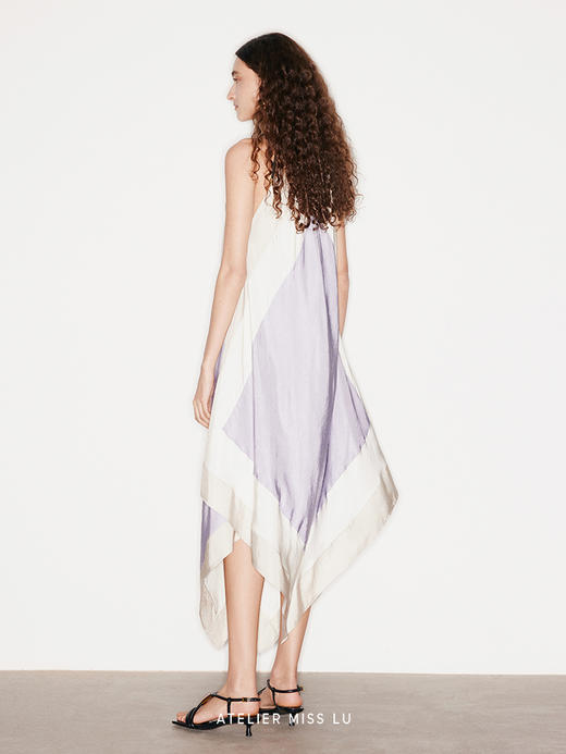 【卡普里海风】几何撞色印花醋酸吊带连衣裙 商品图1