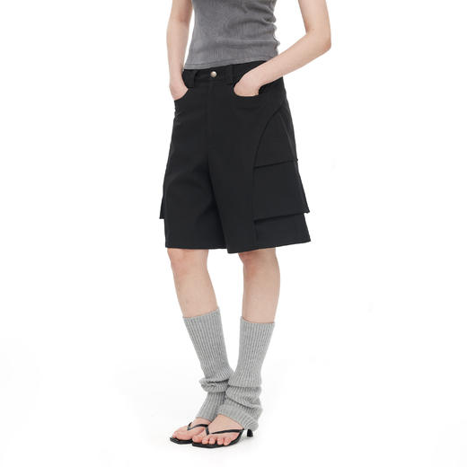 NUTH宽松阔腿搭片设计感多口袋工装五分中裤 商品图1