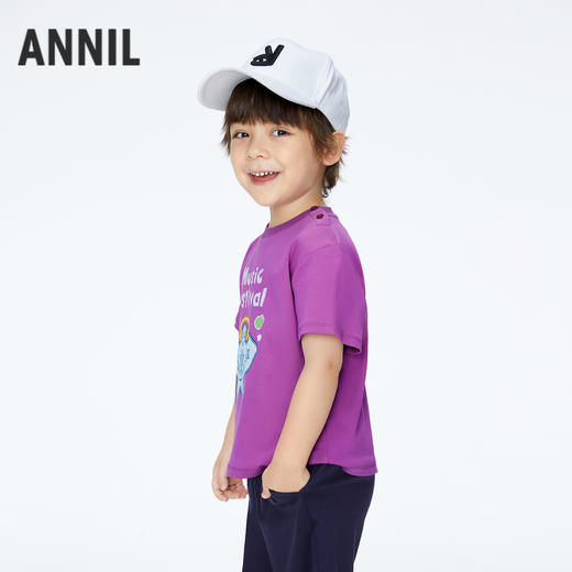 男童趣味全棉短袖T恤圆领夏季新款安奈儿童装实体店同款XB421675 商品图2