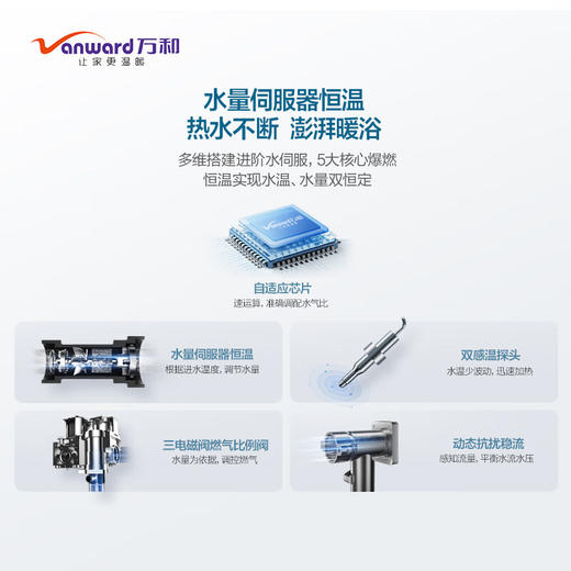 万和 12升燃气热水器 水伺服恒温 四季感洗浴 多重净滤 双重防冻 智能断电记忆 恒温亲肤 co实时监控 开机自检JSQ24-12W5-12T(天然气) 商品图1
