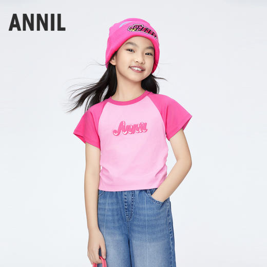女童修身全棉T圆领短袖新款夏季安奈儿童装实体店同款AG421768 商品图1