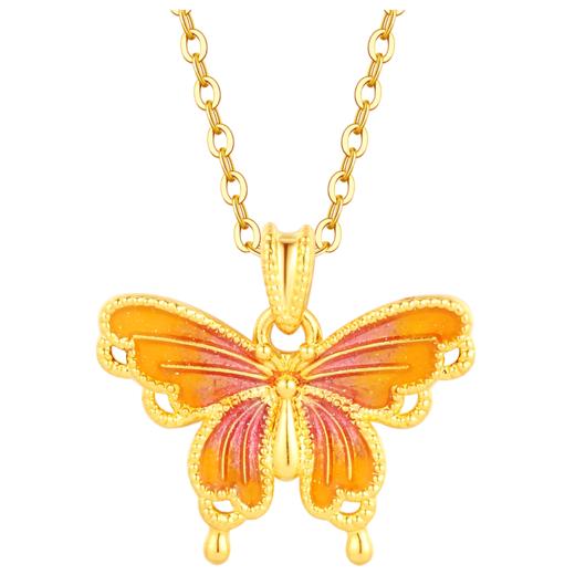梦蝶 黄色18k金蝴蝶吊坠精美工艺彩蝶挂坠礼物MEMORA诗普琳KP219501 商品图4
