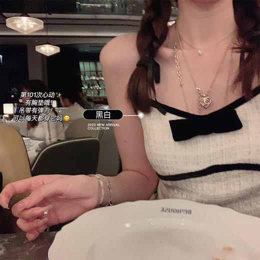 气泡绿XS/M码 金蘑菇菇 第101次心动/ 修身小短款设计感吊带背心小香风别致上衣 商品图2