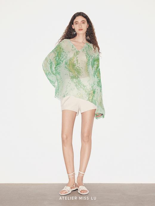 【画意青林】品牌定染印花桑蚕丝阔袖上衣 商品图0