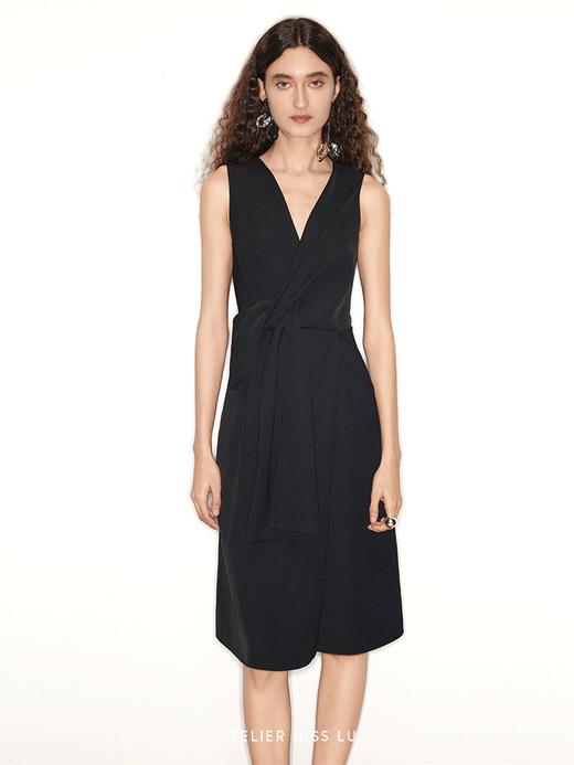 【旋转楼梯】立体纽结设计侧开叉连衣裙 商品图3