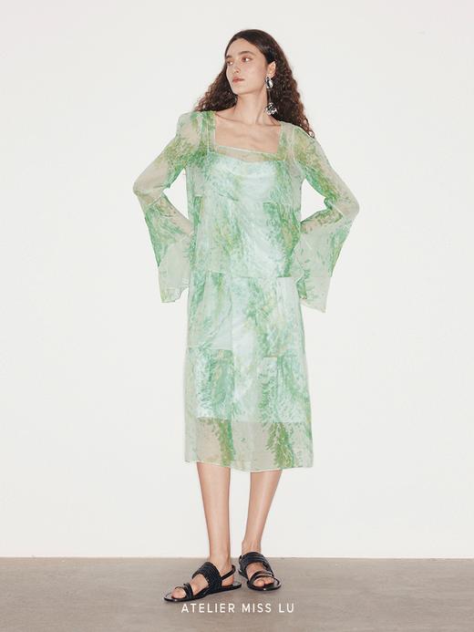 【怦然心动】品牌定染印花桑蚕丝两件套连衣裙 商品图1