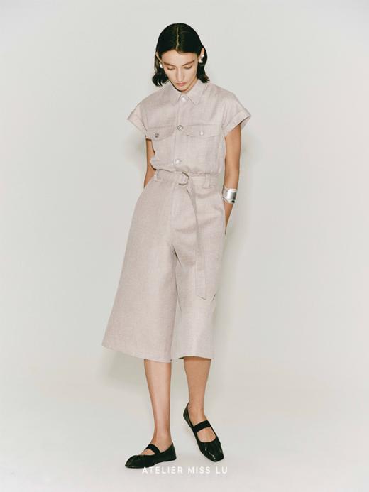 【日落沙滩】造型口袋收腰连体七分裤 商品图3