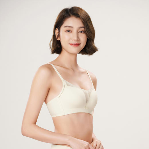 都市丽人自然舒适内衣女锁边文胸B杯适穿3/4杯薄款无钢圈三排扣LB42D8 商品图2