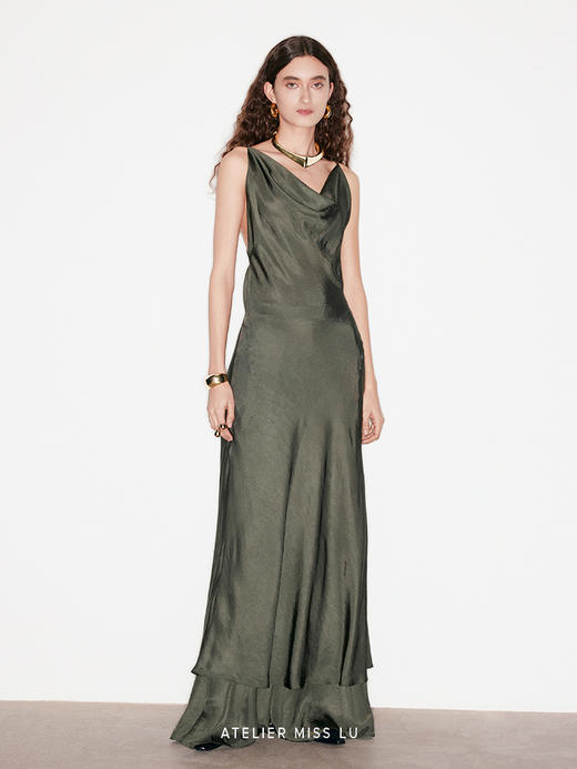 【夏日海藻】高调露背设计荡领吊带连衣裙 商品图0