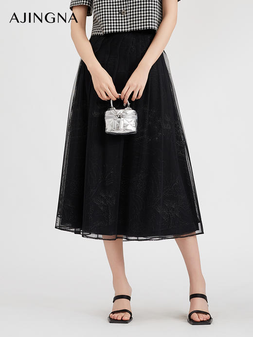 【商场同款】阿菁娜春季新款刺绣A摆半裙A29C113017 商品图2