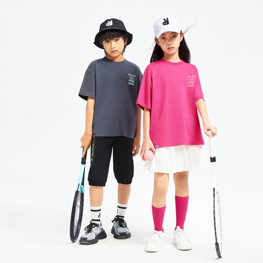 男童女童光感液氨纯棉抗皱弹力圆领短袖针织衫夏季新款安奈儿童装EM421109 商品图3