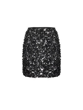 黑色满天星立体亮片修身短半裙