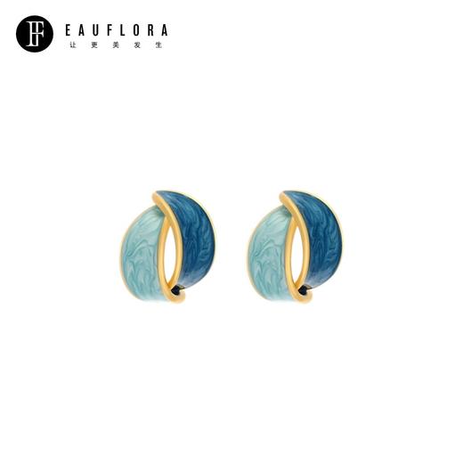 『蓝天』双瓣滴釉耳环 商品图0
