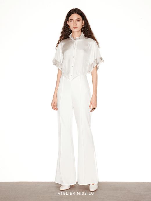 【银河花卷】层叠圆片撞色拼接醋酸上衣 商品图0