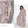 COCOBELLA不规则荷叶大摆印花连衣裙度假风立领衬衫裙FR7043 商品缩略图4