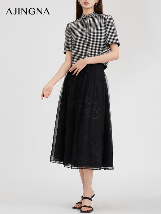 【商场同款】阿菁娜春季新款刺绣A摆半裙A29C113017 商品图0