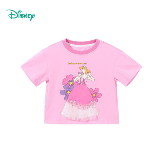 迪士尼【5A抑菌】24夏款女童短袖T恤卡通印花舒适透气上衣棉弹半袖ZD2DS022
 商品图8