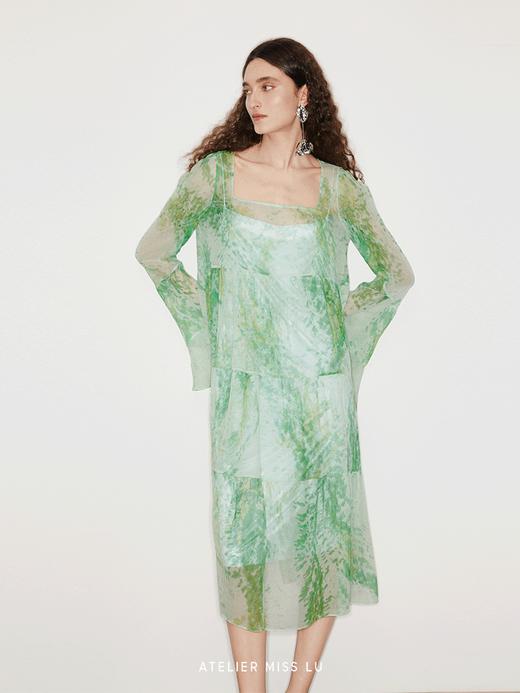 【怦然心动】品牌定染印花桑蚕丝两件套连衣裙 商品图3