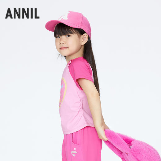 女童甜酷全棉T恤圆领短袖夏季新款安奈儿童装实体店同款XG421705 商品图1