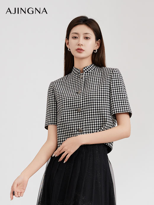 【商场同款】阿菁娜2024春季新款优雅简约立领外套A29C107011 商品图3