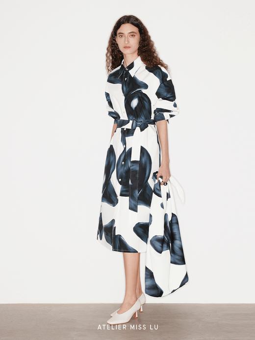 【漪涟】品牌定染马蹄莲印花衬衣连衣裙 商品图1