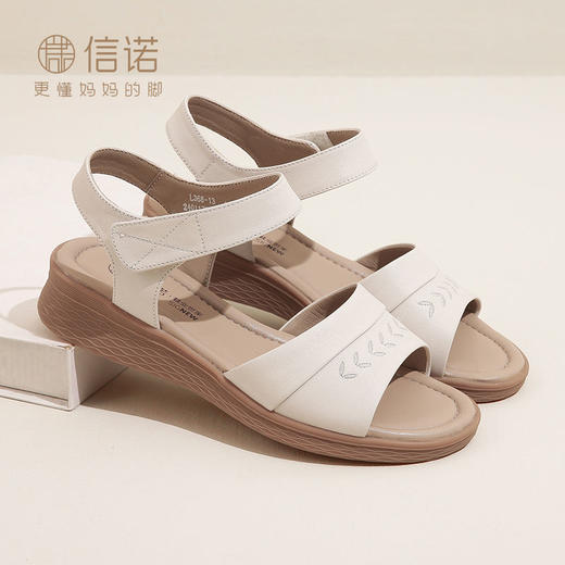 真皮舒适凉鞋妈妈鞋2024新款夏季软底中老年平底防滑中年女士皮鞋L368-13 商品图2
