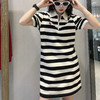 17GD翻领半拉链条纹针织短袖连衣裙40219(条纹） 春季 407301032105 商品缩略图0