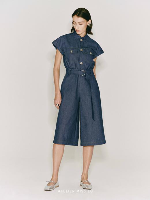 【晴空海浪】造型口袋收腰连体七分裤 商品图2