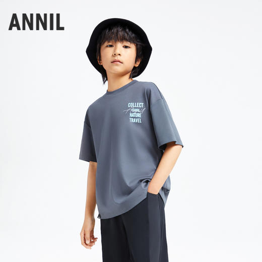 男童女童光感液氨纯棉抗皱弹力圆领短袖针织衫夏季新款安奈儿童装EM421109 商品图2