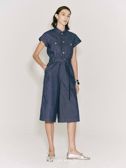 【晴空海浪】造型口袋收腰连体七分裤 商品图3