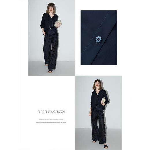 COCOBELLA莱赛尔宽松蝙蝠袖衬衫女优雅气质翻领衬衣SR916-2 商品图2