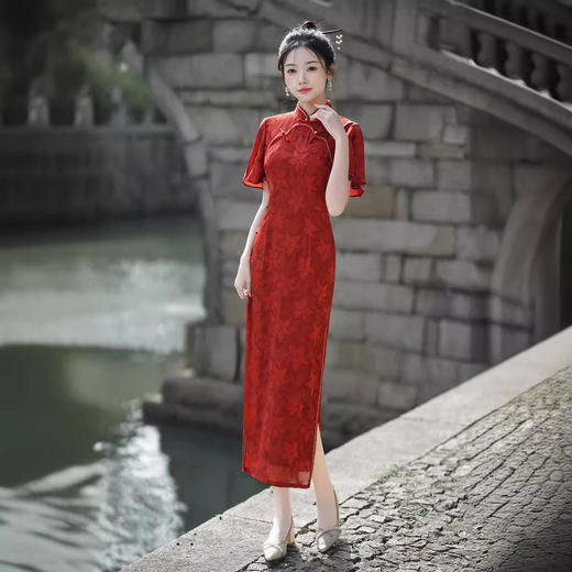 日常修身，高腰气质敬酒服改良旗袍XL-24109 商品图0