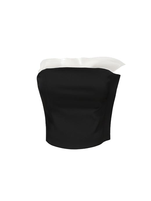 【迷雾】柔纱裁片拼接不规则抹胸上衣 商品图4