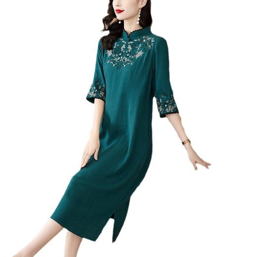NYL-1955刺绣民族风春夏新款时尚洋气立领拼接宽松显瘦中长裙 商品图4