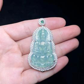 DS925翡翠吊坠-豪镶全包香囊观音57*32