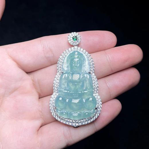 DS925翡翠吊坠-豪镶全包香囊观音57*32 商品图0