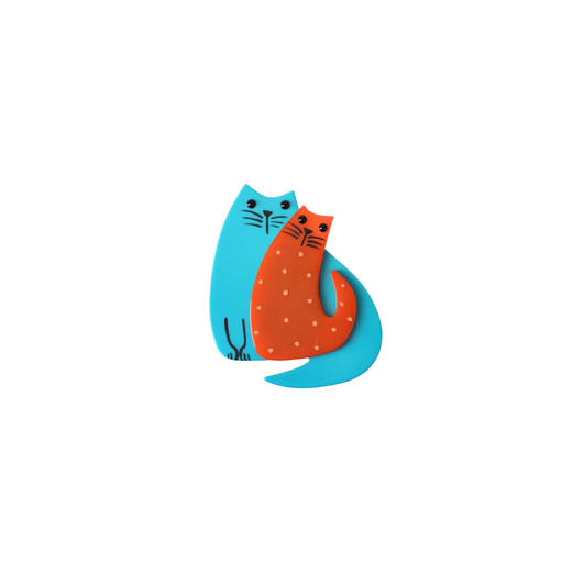北京仓｜Bijoux Pavone-Cat Couple-橙蓝情侣猫 胸针［法国设计师］ 商品图0