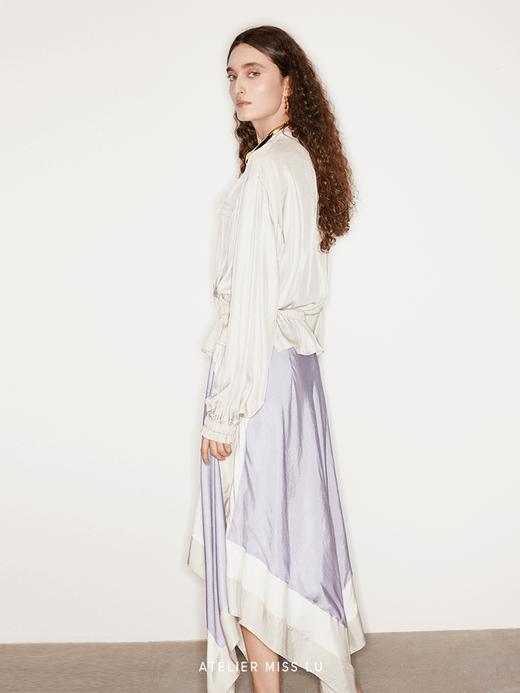 【月色香芋】几何撞色印花不规则醋酸半裙 商品图3