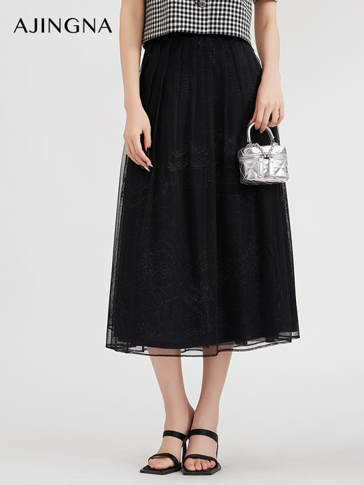 【商场同款】阿菁娜春季新款刺绣A摆半裙A29C113017 商品图1