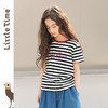 littletime女童t恤潮字母印花2024夏季洋气韩版条纹纯棉宽松短袖 商品缩略图2